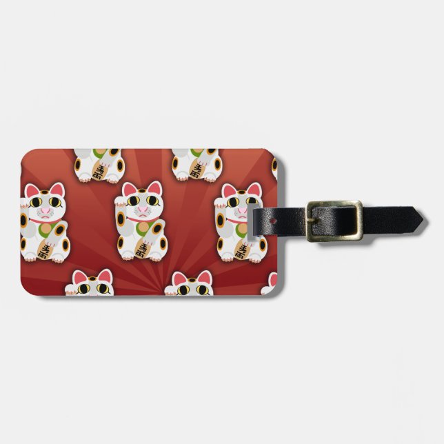 Go Lucky Cat Fun Cartoon Cat Art Design Spaß Gepäckanhänger (Vorderseite horizontal)