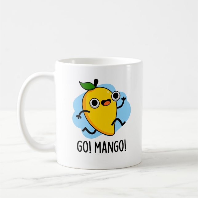 Go Mango Funny Running Mango Pun Kaffeetasse (Links)