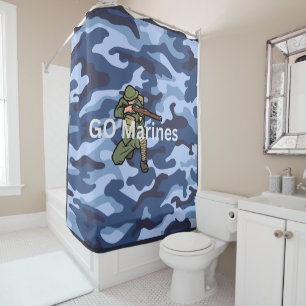 GO Marines blaues Muster Duschvorhang