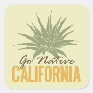 Go Native California Quadratischer Aufkleber