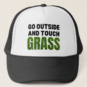 GO OUTSIDE TOUCH GRASS Funny Spaß Truckerkappe