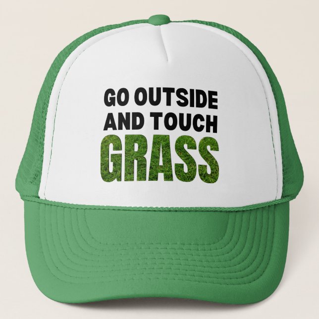 GO OUTSIDE TOUCH GRASS Funny Spaß Truckerkappe (Vorderseite)