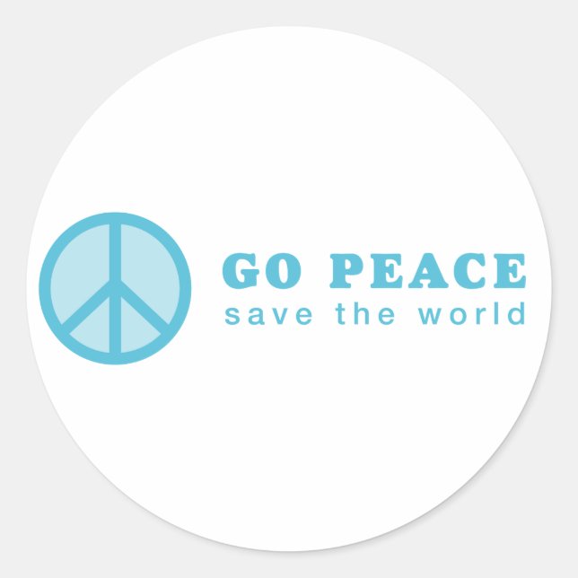 Go Peace (blau) Runder Aufkleber (Vorderseite)