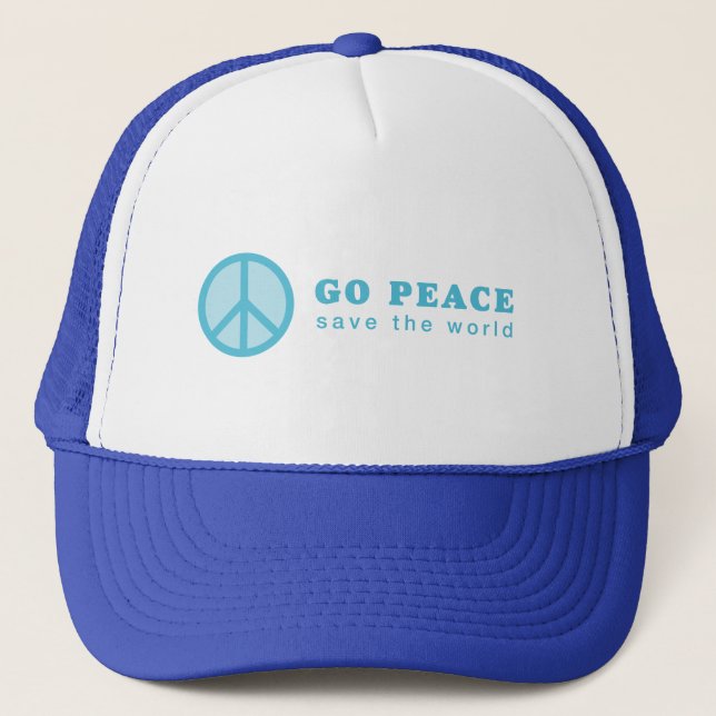 Go Peace (blau) Truckerkappe (Vorderseite)