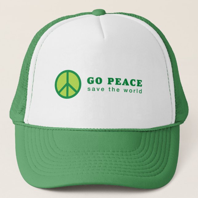 Go Peace (grün) Truckerkappe (Vorderseite)