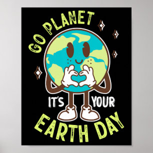 Go Planet Ihre Erde Tag Niedlich Kawaii Earth Boy Poster