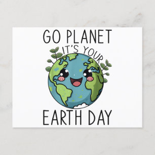 Go Planet sein Earth Day Lehrer Kinder Niedliches  Begleitkarte