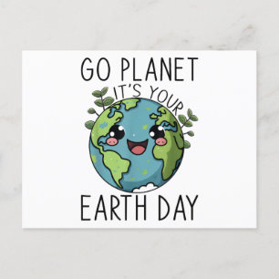 Go Planet sein Earth Day Lehrer Kinder Niedliches  Feiertagspostkarte