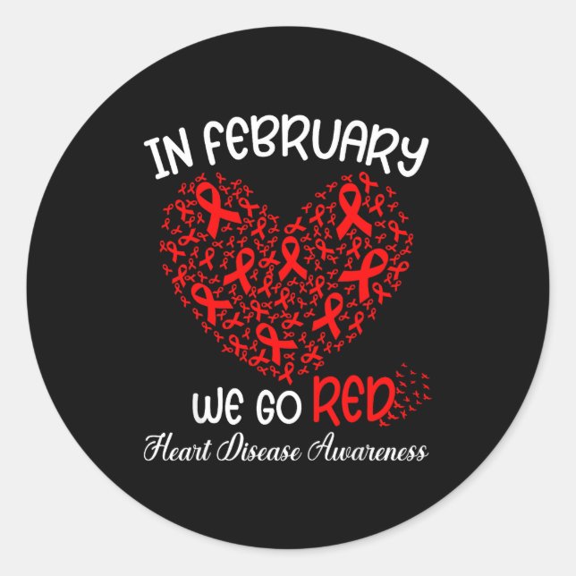 Go Red - American Heart Month Awareness In Februar Runder Aufkleber (Vorderseite)