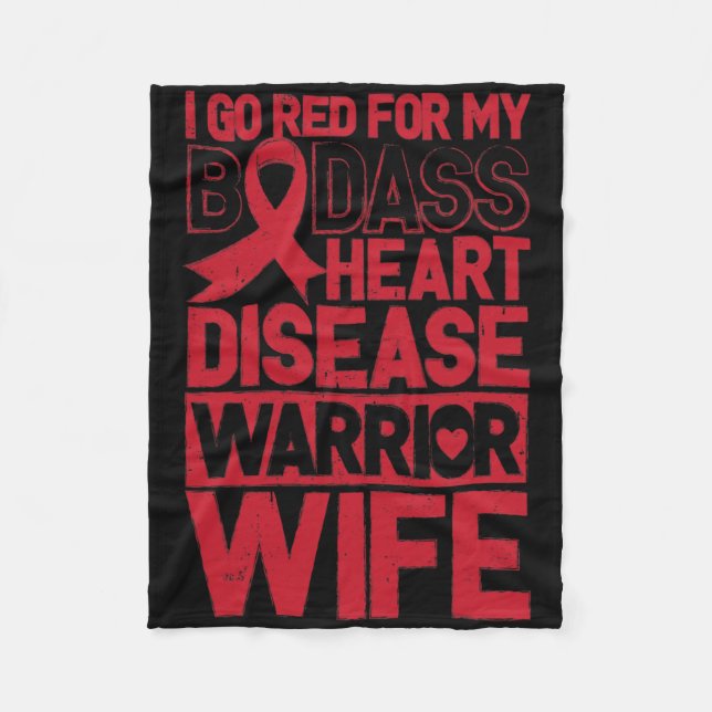 Go Red Heart Disease Awareness Bad Warrior Wife  Fleecedecke (Vorderseite)
