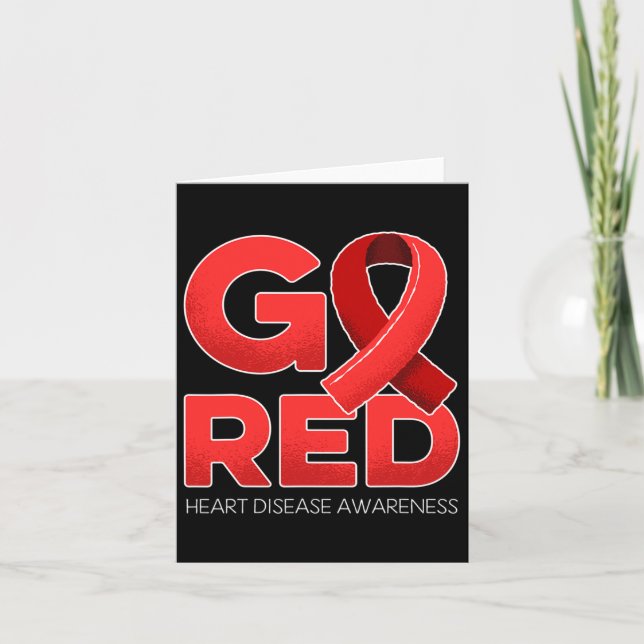 Go Red Heart Disease Awareness Red Ribbon Survivor Karte (Vorderseite)