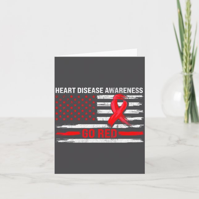 Go Red Heart Disease Suprt Flag - Heart Disease Aw Karte (Vorderseite)