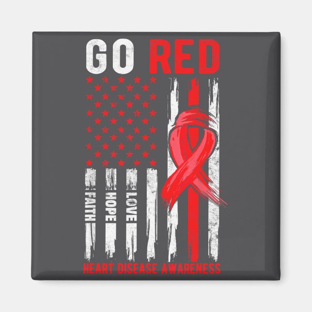 Go Red Heart Disease Suprt Flag - Heart Disease Aw Magnet (Vorne)
