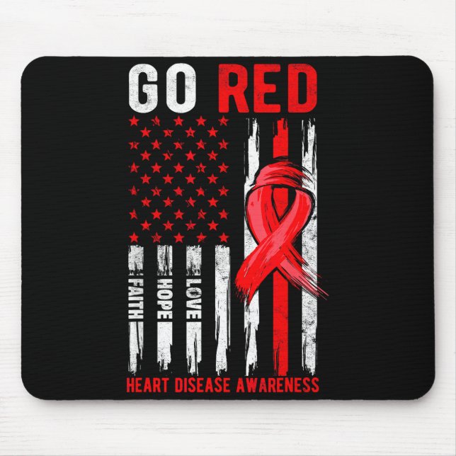 Go Red Heart Disease Suprt Flag - Heart Disease Aw Mousepad (Vorne)