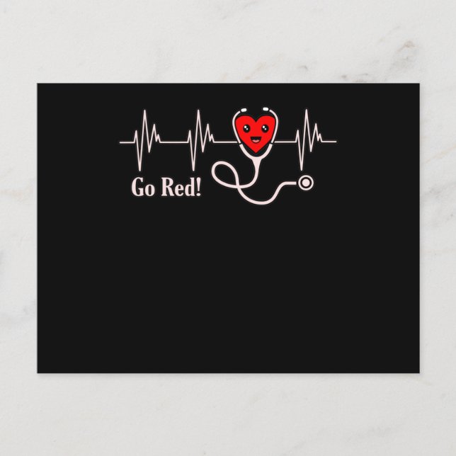 Go Red Heartbeat Herzerkrankungen Aufklärung Postkarte (Vorderseite)