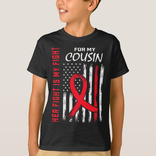 Go Red Her Fight Cousin Heart Disease Awareness Fl T-Shirt (Vorderseite)