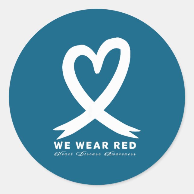 Go Red In February Heart Disease Awareness Health  Runder Aufkleber (Vorderseite)