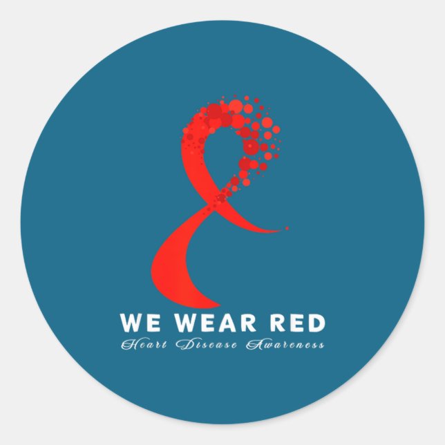 Go Red In February Heart Disease Awareness Health  Runder Aufkleber (Vorderseite)