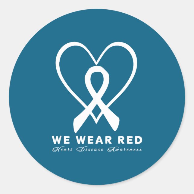 Go Red In February Heart Disease Awareness Health  Runder Aufkleber (Vorderseite)