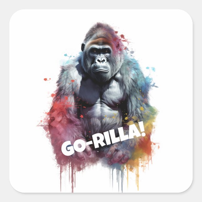 Go-rilla!! Quadratischer Aufkleber (Vorderseite)