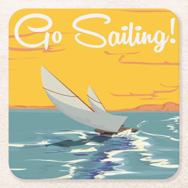 Go Segelurlaub Poster Rechteckiger Pappuntersetzer (Vorderseite)