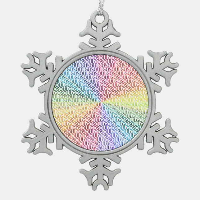 Go Soul! Schneeflocken Zinn-Ornament (Vorderseite)