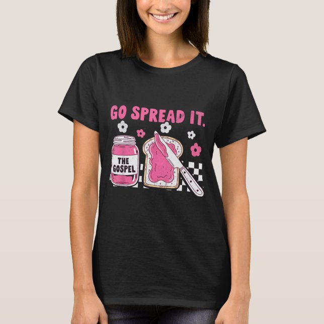Go Spread It The Gospel Retro Funny Jar Floral Chr T-Shirt (Vorderseite)