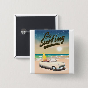 Go Surfing Travel Poster! Button