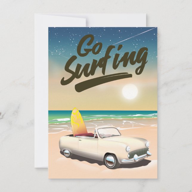 Go Surfing Travel Poster! Einladung (Rückseite)