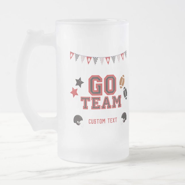 Go Team Football Fan Red and Black Festive Sport Mattglas Bierglas (Links)
