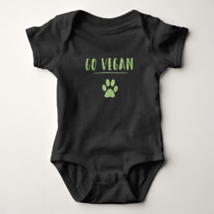 Go Vegan Animal Paw Imitats Green Glitzer Typograf Baby Strampler