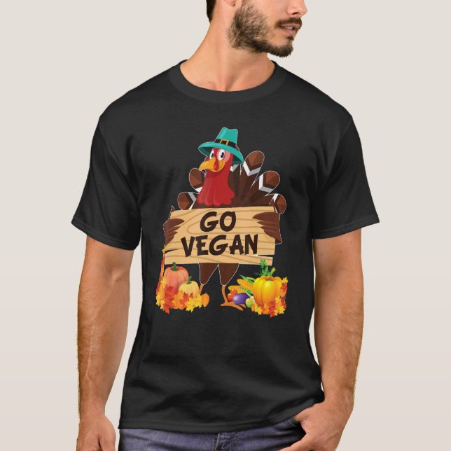 Go Vegan I'm Thankful For Vegetarians Thanksgiving T-Shirt (Vorderseite)