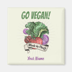 Go Vegan Made by Veggie vintage vegetarians Magnet