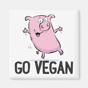 Go Vegan Magnet avec son cochon