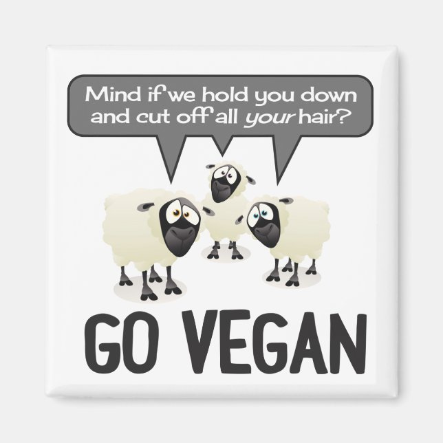 Go Vegan No Wool Magnet (Vorne)