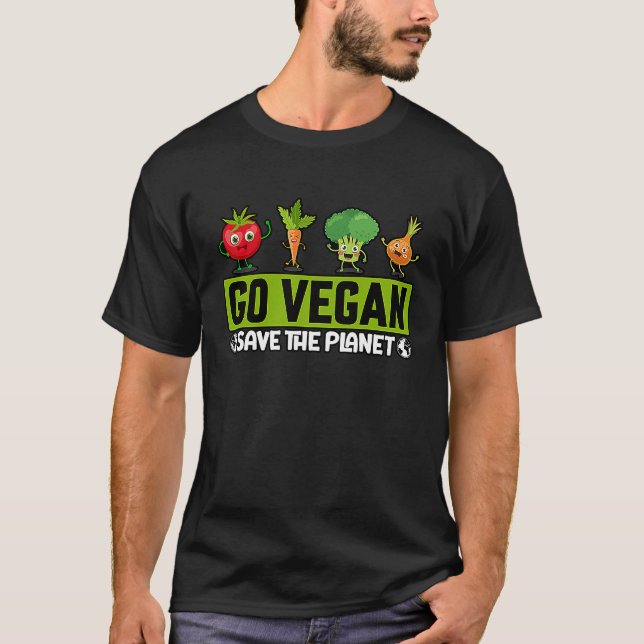 Go Vegan Save the Planet Funny Saying T-Shirt (Vorderseite)