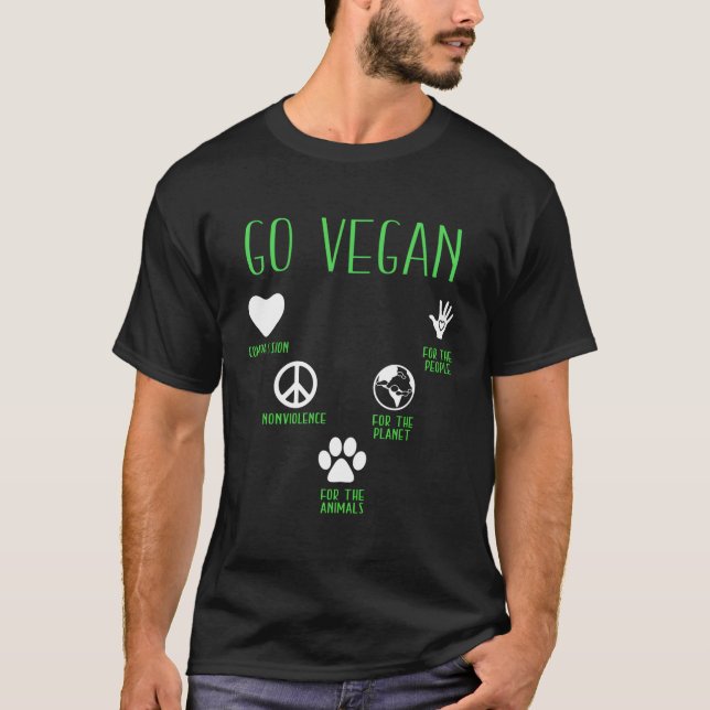 Go Vegan Tshirt Peace Vegan (Vorderseite)