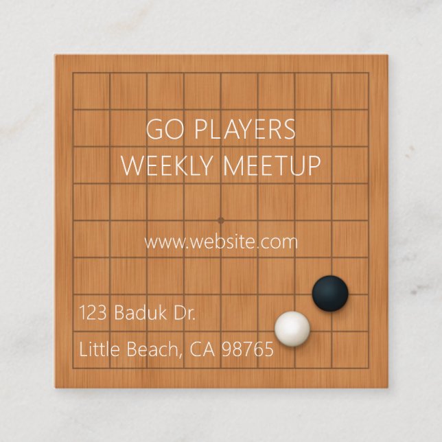 Go Weiqi Baduk Group Light Brown Square Quadratische Visitenkarte (Vorderseite)