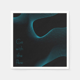 "Go with Flow" Moderne Schwarz & Blau-Wavy-Linien Serviette