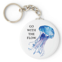 "Go with Flow" Quallenbild blau