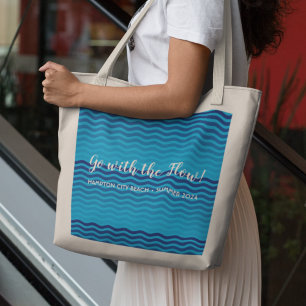 "Go with the Flow" Blue Waves Totbeutel Jumbo Stoffbeutel