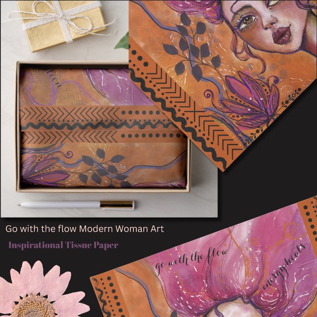 Go with the flow Modern Woman Art Inspirational  Seidenpapier (Go with the flow Modern Woman Art Inspirational Tissue Paper)