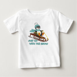 Go With The Snow Sledding Cute Penguin Winter Baby T-shirt