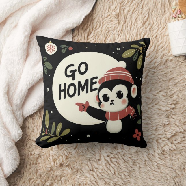 Go Zuhause Weihnachtsmonkey Kissen (Decke)