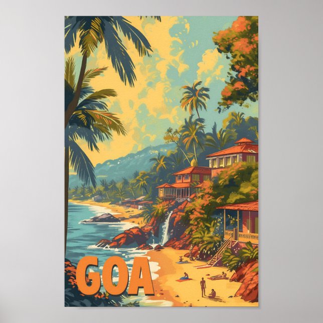 Goa Beach India Kunstreise Illustration Poster (Vorne)