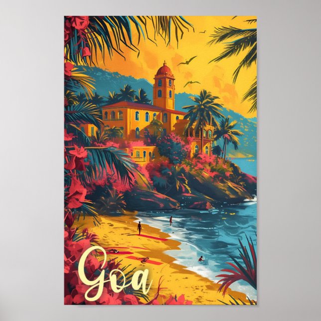 Goa Beach India Vintag Art Travel Illustration Poster (Vorne)