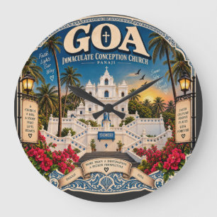 Goa Immaculate Conception Kirche Panaji – Vintage Große Wanduhr