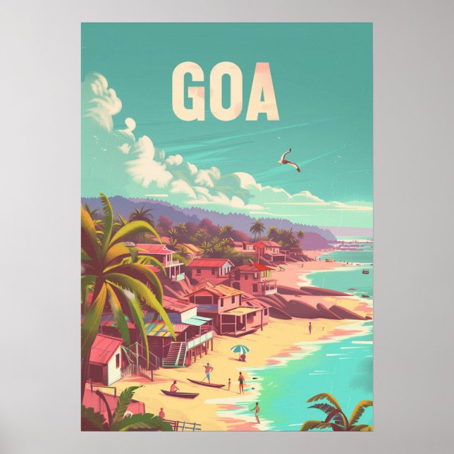 Goa India Coastro Retro Art Travel Poster (Vorne)