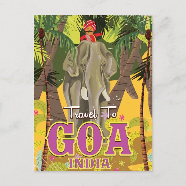 Goa India Vintage Reiseplakat Postkarte (Vorderseite)