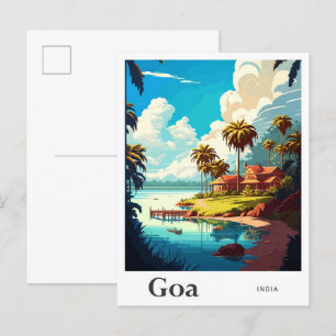 Goa Indien Vintage Reiseillustration Postkarte